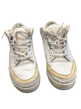 Air Jordan 3 Retro Sneakers White/Yellow Mens Size 11 Classic Basketball Shoes